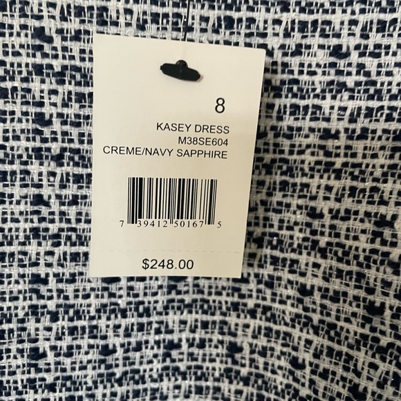Tahari Tweed dress NWT size 8 navy blue tweed fully lined. - Picture 3 of 5